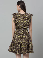Women's Printed Tiered Dress with frills