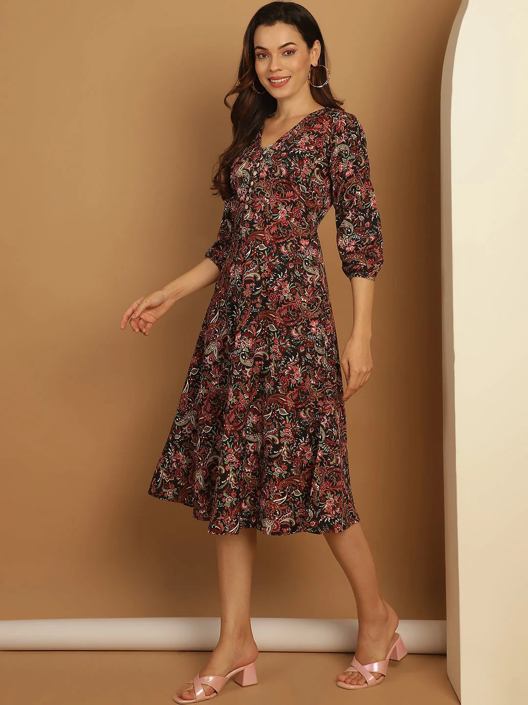 Black Floral Print Dress - Women's Western Wear & Outfits