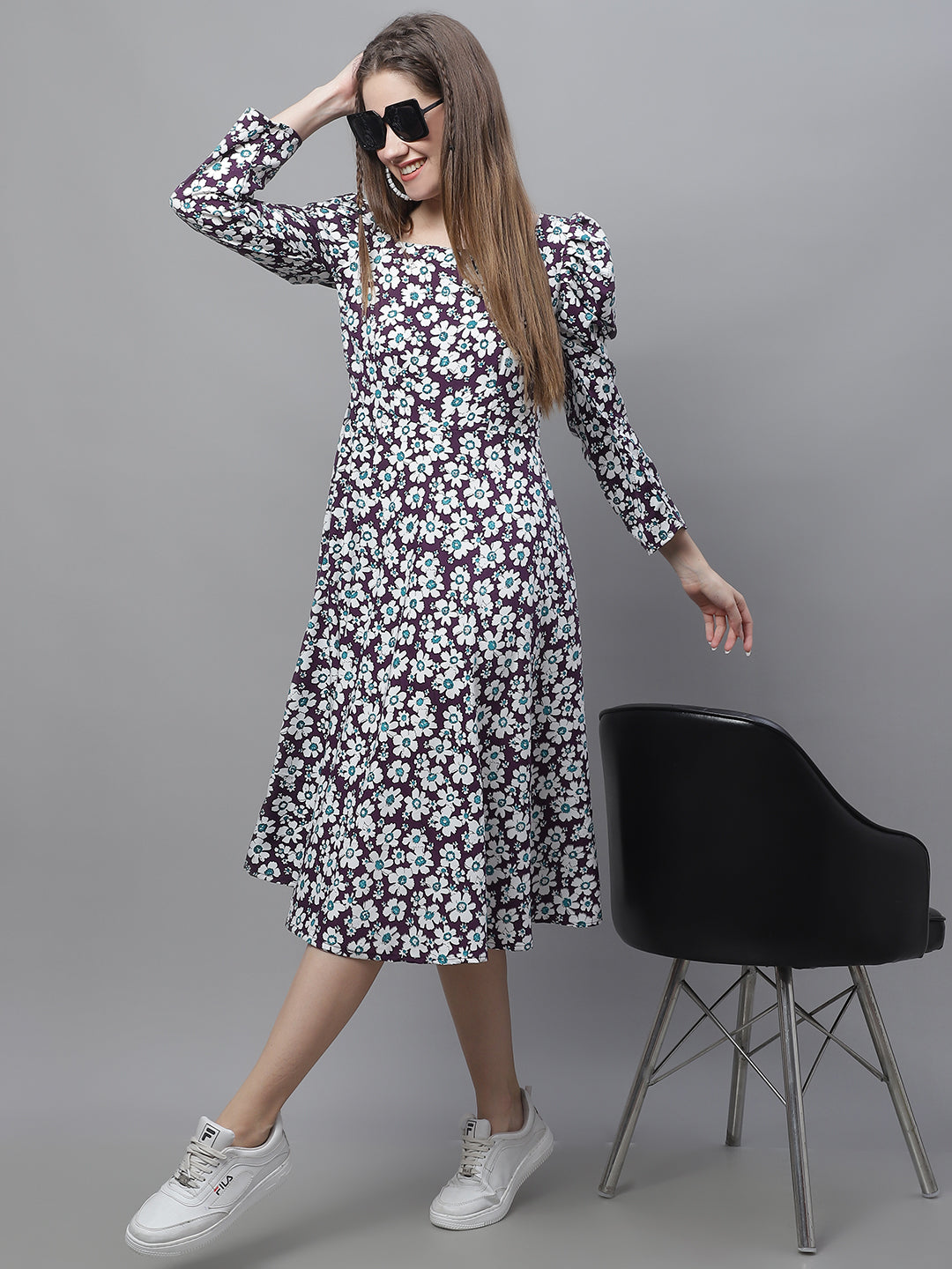 DesiQlo Women Printed Dress - Purple