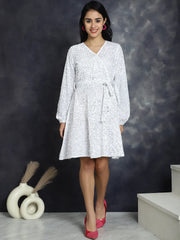 Women's Sequin Velvet A-line dress-JND-1017White