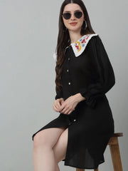 Women's Floral Embroidered A-line Dress-JND-1018