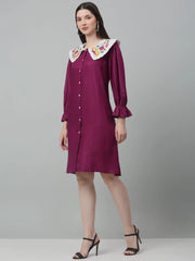 Women's Floral Embroidered A-line Dress