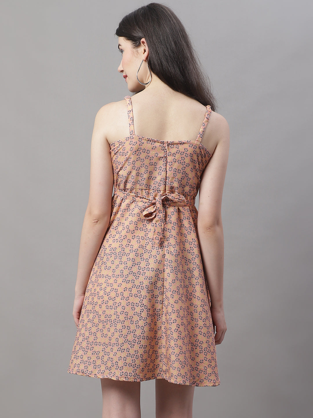 DesiQlo Women Floral Dress - Orange - JND_1019Peach_XS