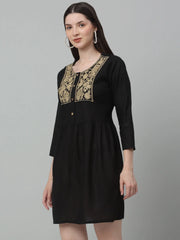 Women's Embroidered A-line Dress-JND-1020