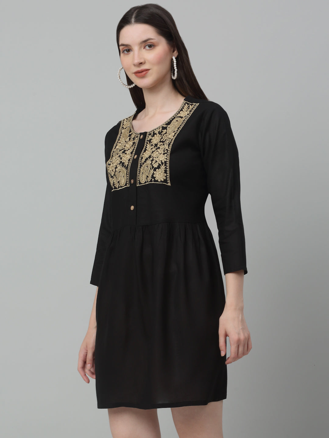 Women's Embroidered A-line Dress-JND-1020 | Rayon Dress