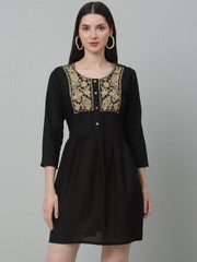 Women's Embroidered A-line Dress-JND-1020