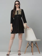 Women's Embroidered A-line Dress-JND-1020
