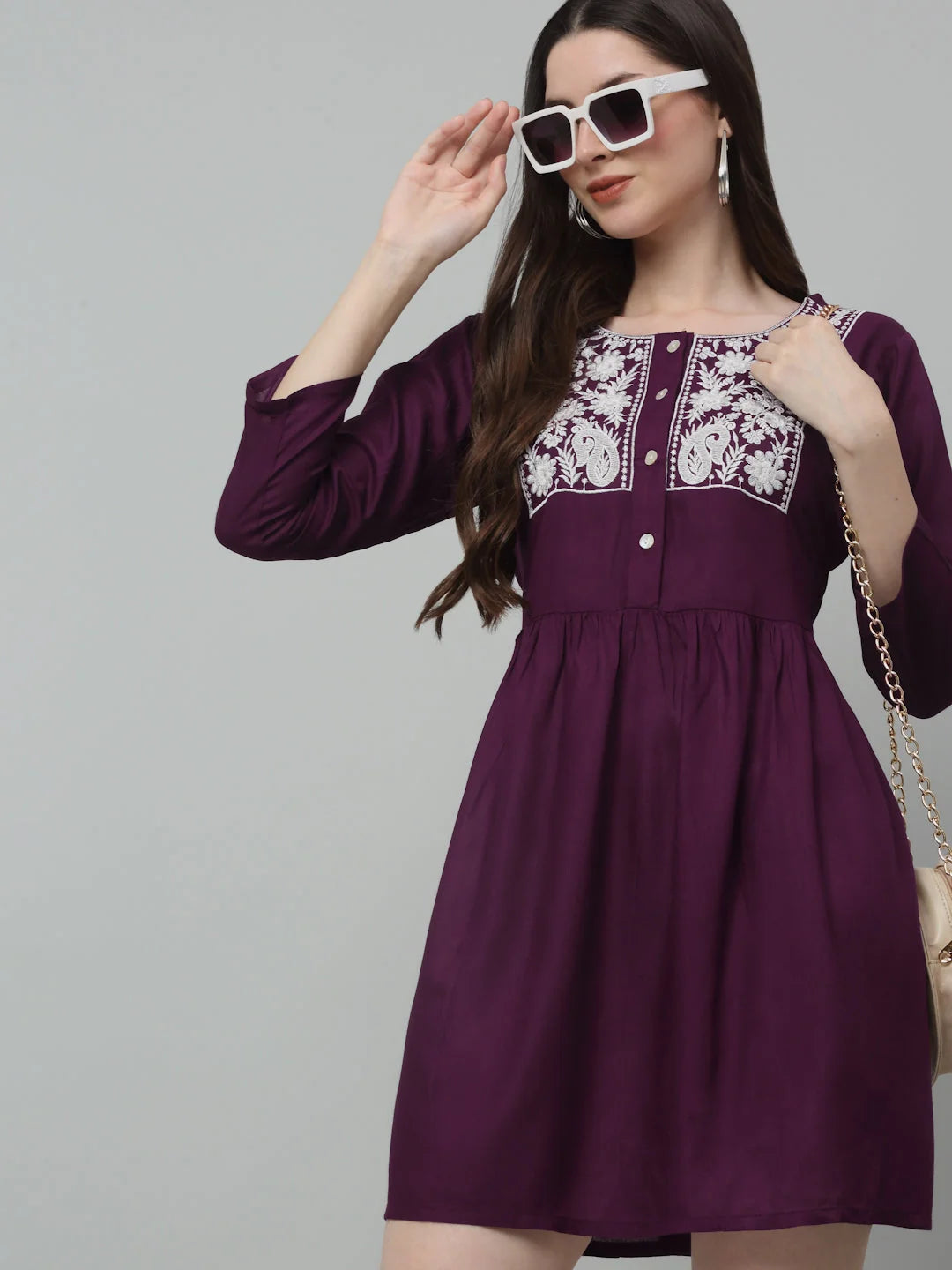 Women's Embroidered A-line Dress | Western Outfits for Women