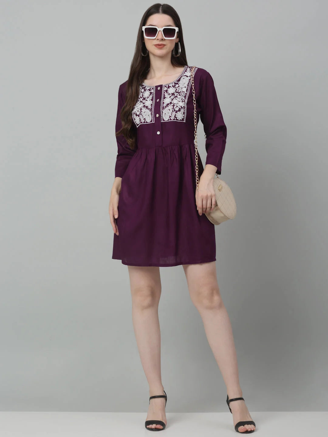 Women's Embroidered A-line Dress | Western Outfits for Women