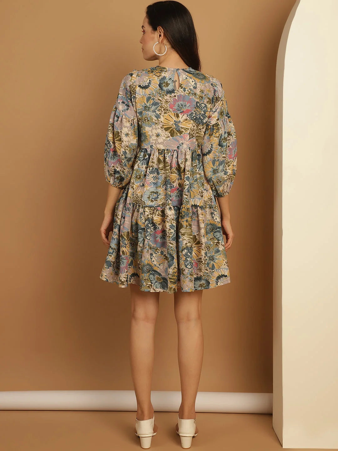 Blue Floral A-Line Dress | Western Clothing for Women Online