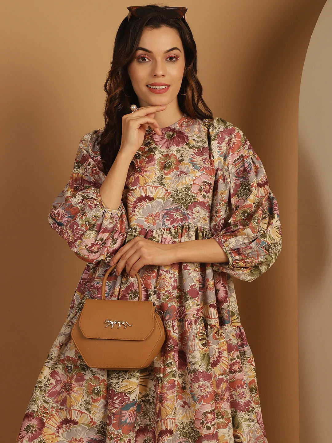 Purple Floral A-Line Dress | Women's Western Outfits Online