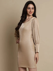 Shimmer Puff Sleeves bodycon dress-JND 1025