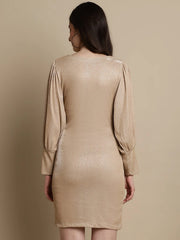 Shimmer Puff Sleeves bodycon dress-JND 1025