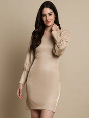 Shimmer Puff Sleeves bodycon dress-JND 1025