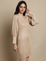 Shimmer Puff Sleeves bodycon dress-JND 1025