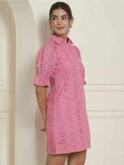 Embroidered Cotton Dress for Women ( JND 2021Pink )