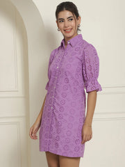 Embroidered Cotton Dress for Women ( JND 2021Purple )