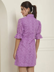 Embroidered Cotton Dress for Women ( JND 2021Purple )
