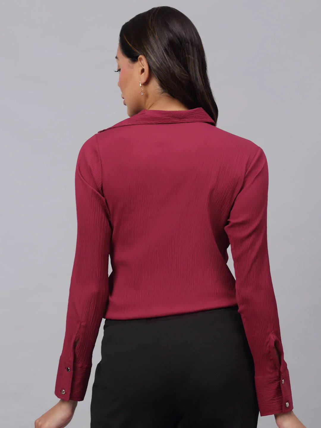 Maroon Cotton Women's Shirt - Solid Women's Blouses & Tops
