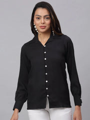 Women Black Solid Shirt-JNS-2002Black