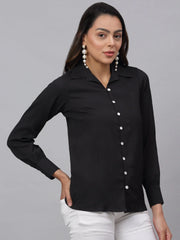 Women Black Solid Shirt-JNS-2002Black