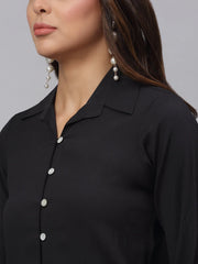 Women Black Solid Shirt-JNS-2002Black