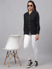 Women Black Solid Shirt-JNS-2002Black