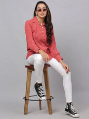 Women Peach Solid Shirt-JNS-2002Peach