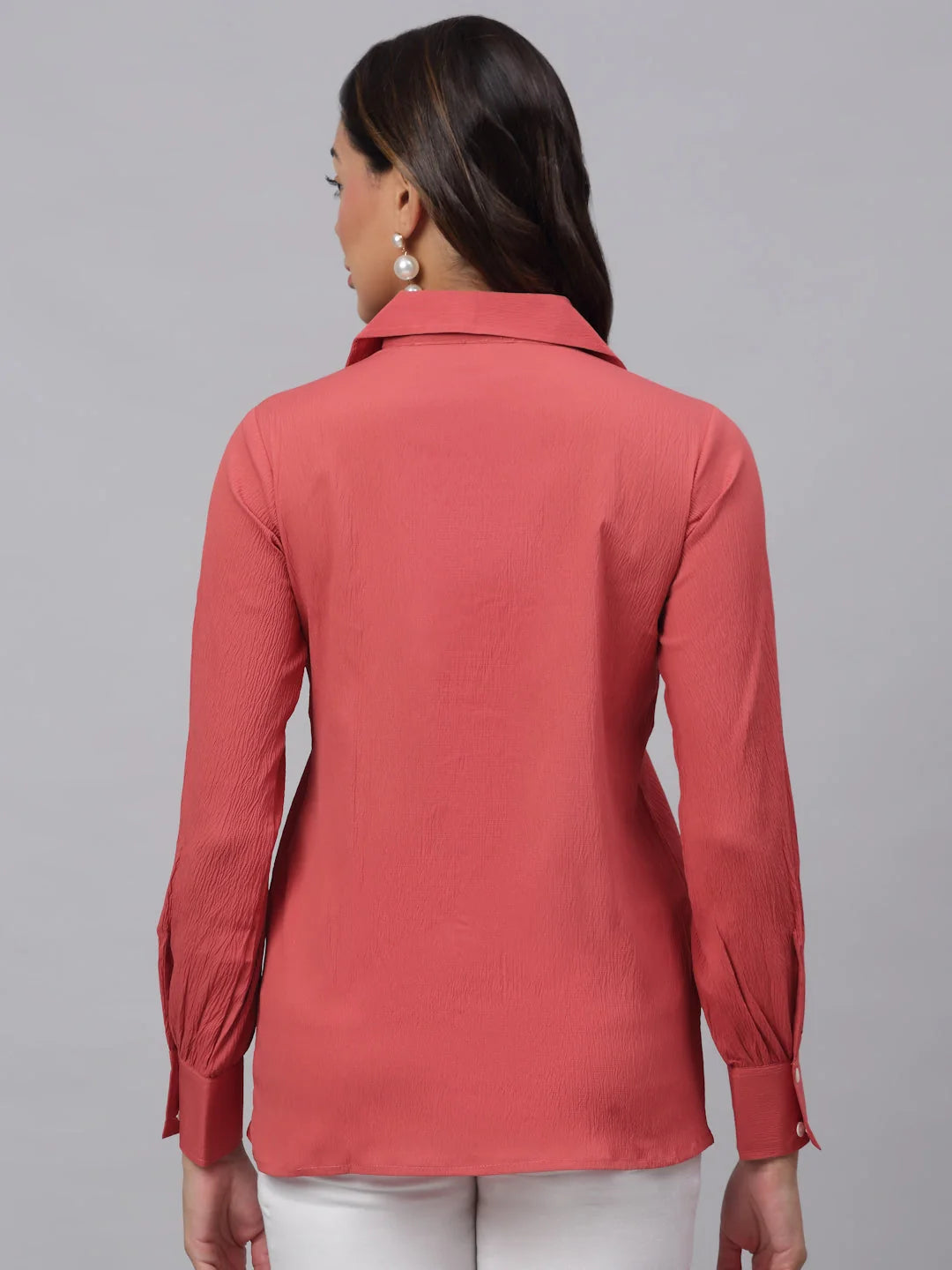Peach Solid Shirt: Women's Shirts and Cotton Tops Online