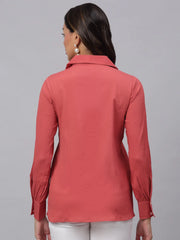 Women Peach Solid Shirt-JNS-2002Peach