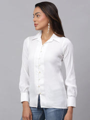 Women White Solid Shirt-JNS-2002