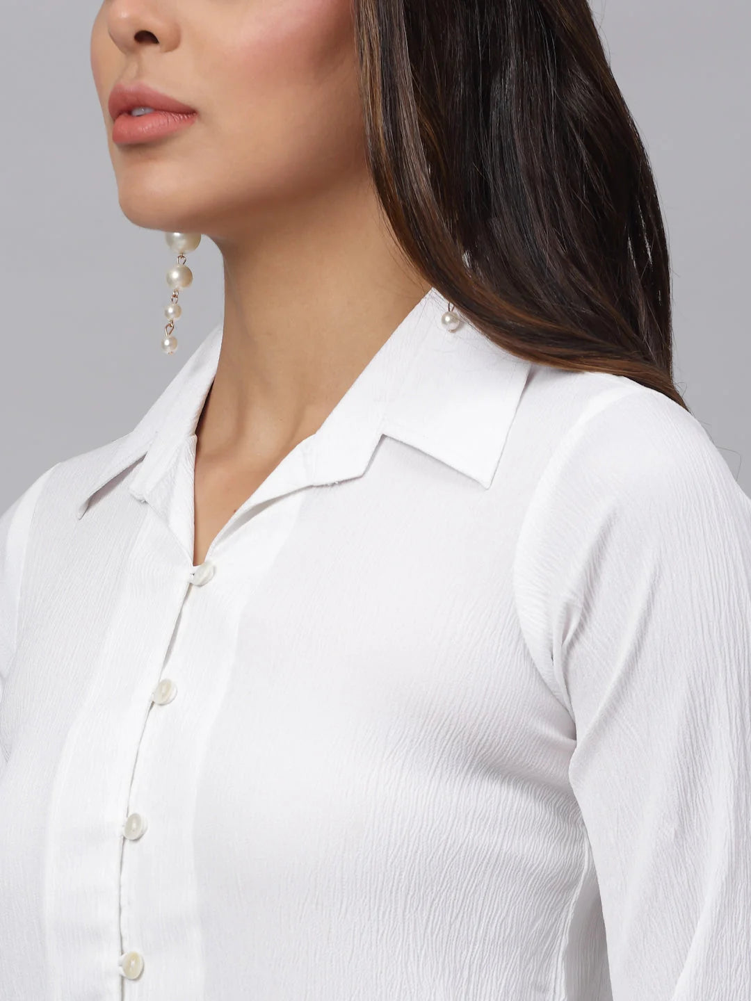 White Solid Shirt: Stylish Women's Shirts and Cotton Tops