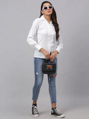 Women White Solid Shirt-JNS-2002