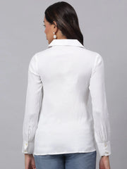 Women White Solid Shirt-JNS-2002