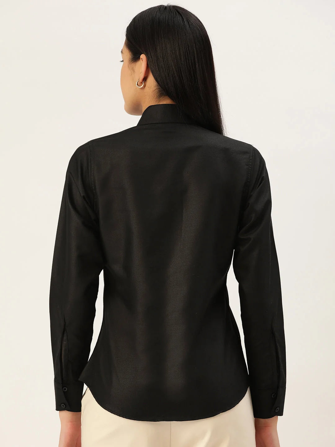 Black Solid Shirt for Women - Versatile Cotton Women's Top