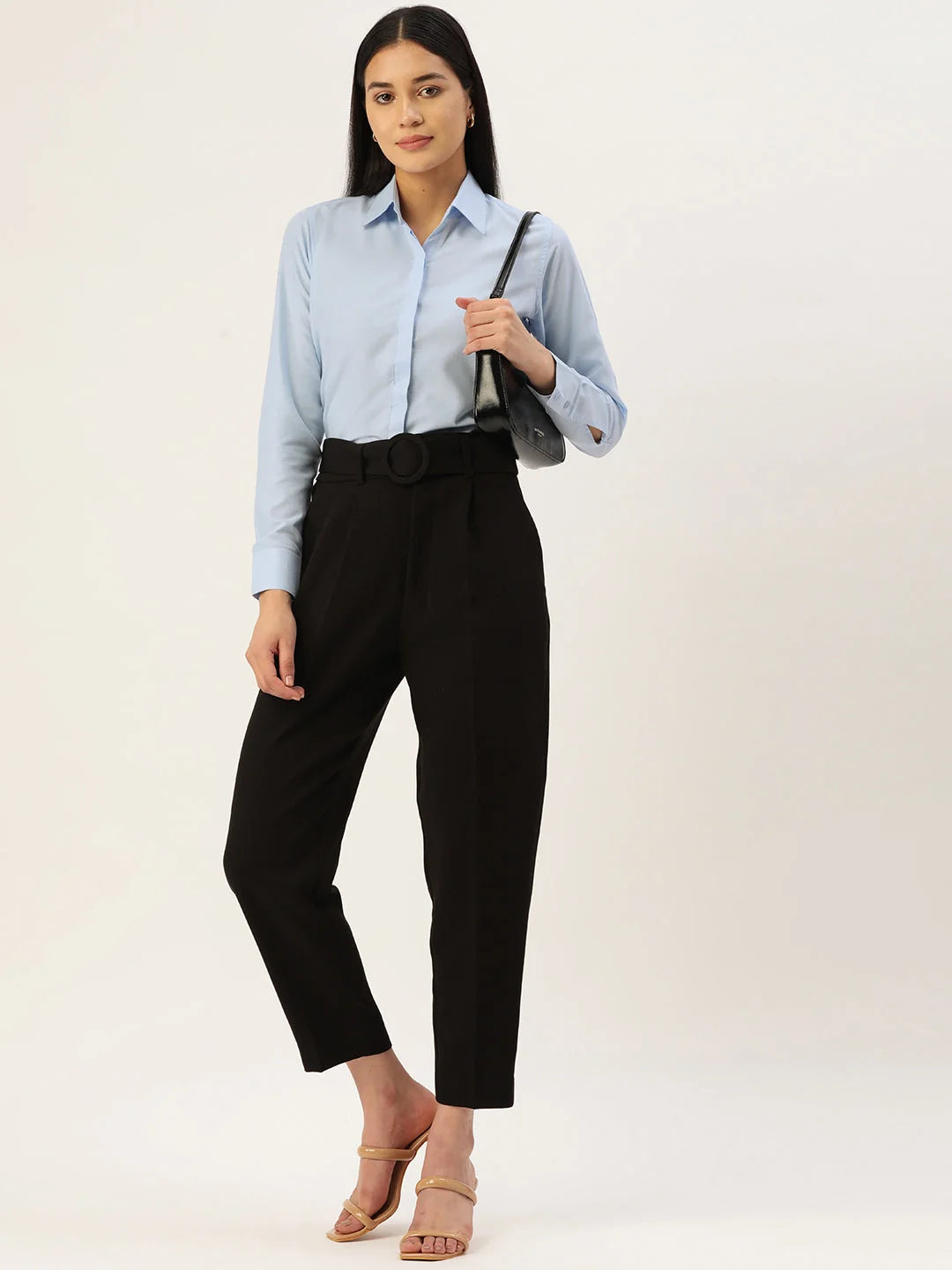 Blue Solid Shirt Style Top - Classic Women's Shirts Online