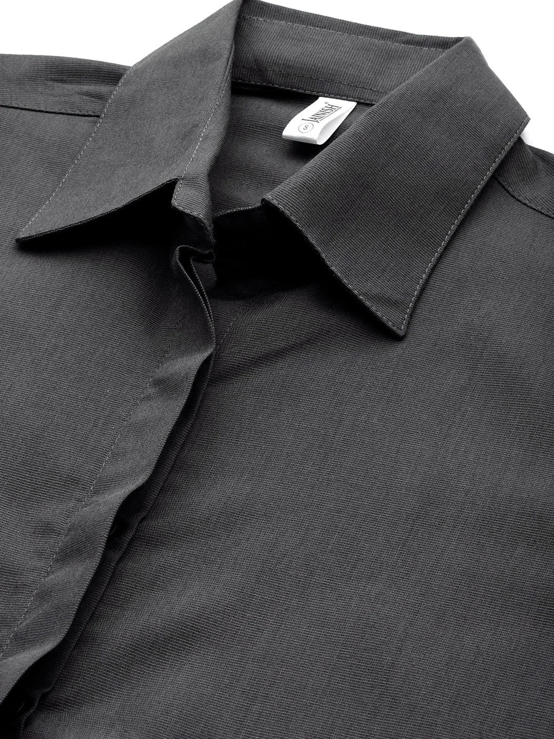 Grey Solid Shirt Style Top - Versatile Women's Cotton Shirts