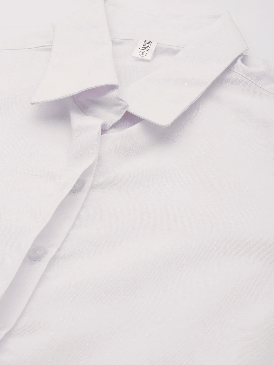 White Solid Shirt for Women - Classic Cotton Top & Blouse