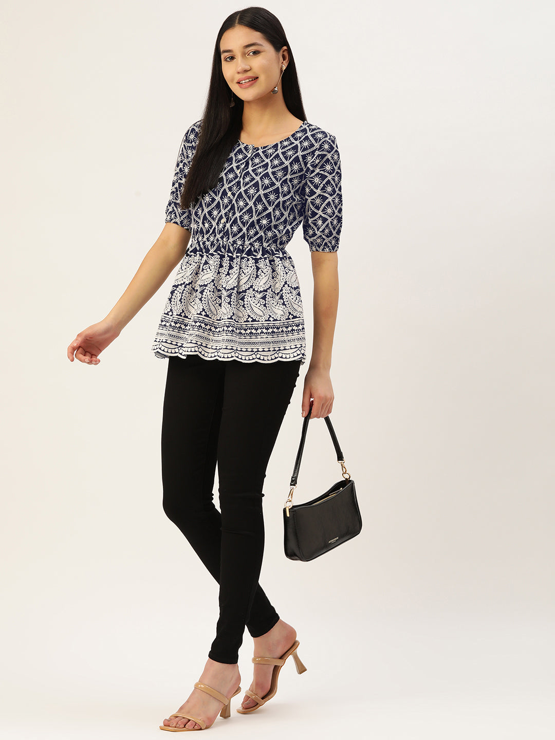 Chikankari Empire Top: Women's Blouses and Tops