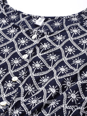 Chikankari Sequen Work Empire Top-JNT-2003Navy