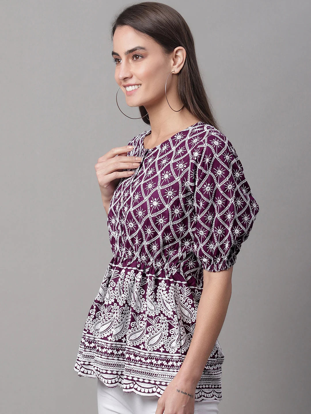 Chikankari Empire Top: Designer Women's Tops & Blouses
