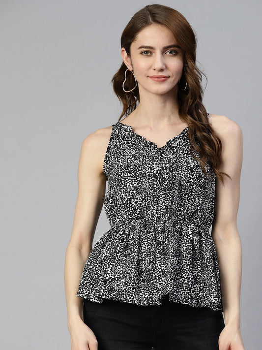 Women Printed crop top with frills 1080