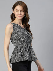 Women Printed crop top with frills