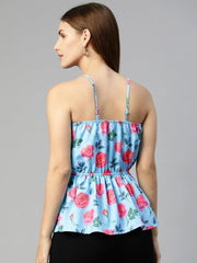 Women Printed crop top with frills-JNT-2008