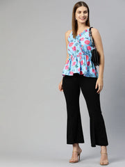 Women Printed crop top with frills-JNT-2008