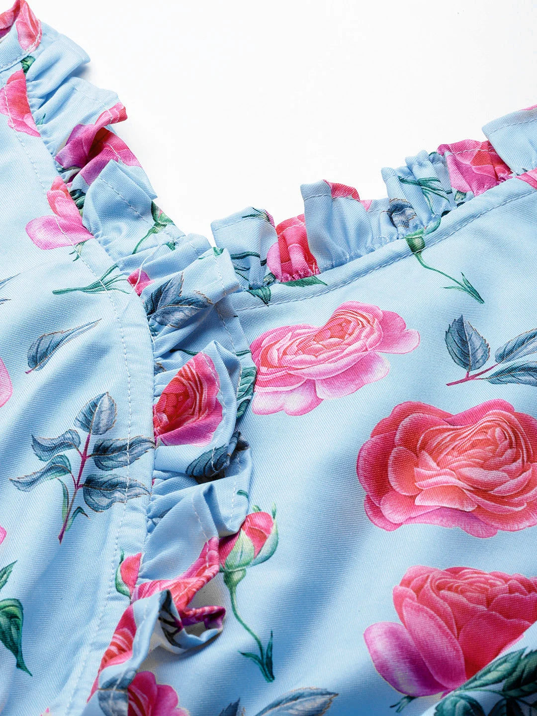 Women's Printed Crop Top with Frills - Stylish Women's Tops