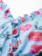 Women Printed crop top with frills-JNT-2008