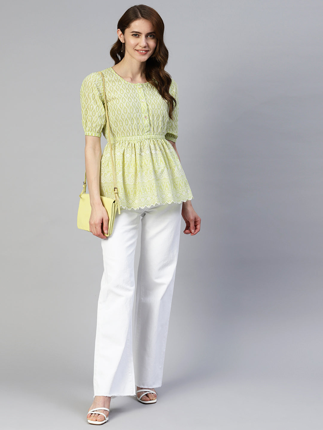 DesiQlo Women Embroidered Tops - Green