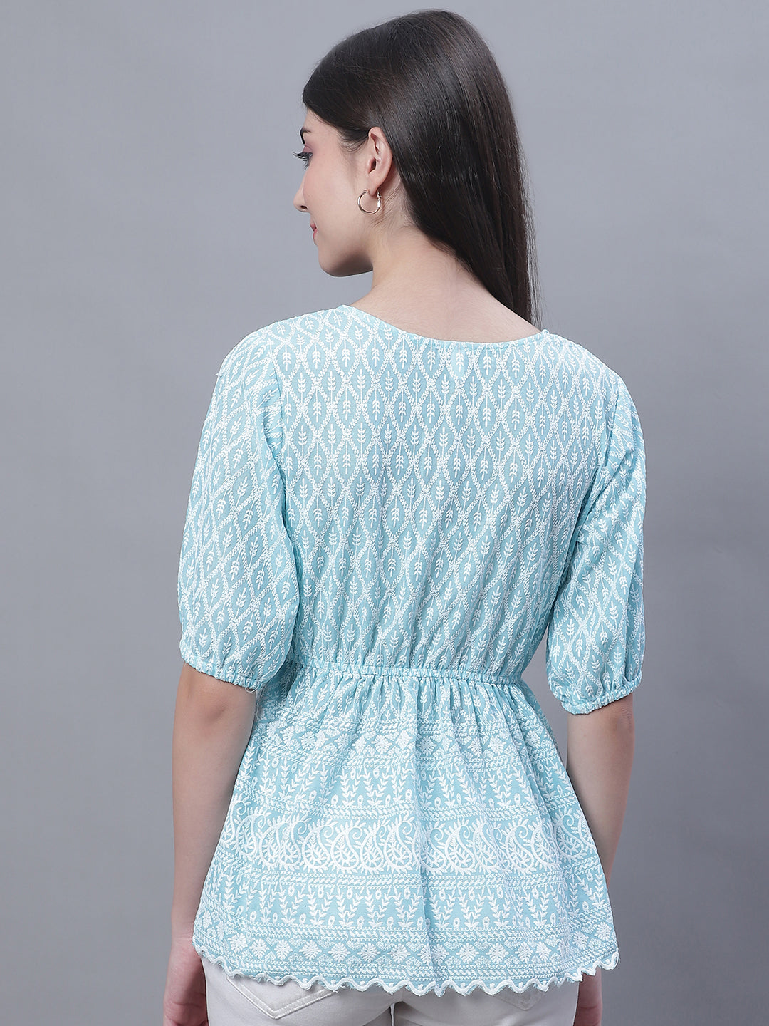 DesiQlo Women Embroidered Tops - Blue