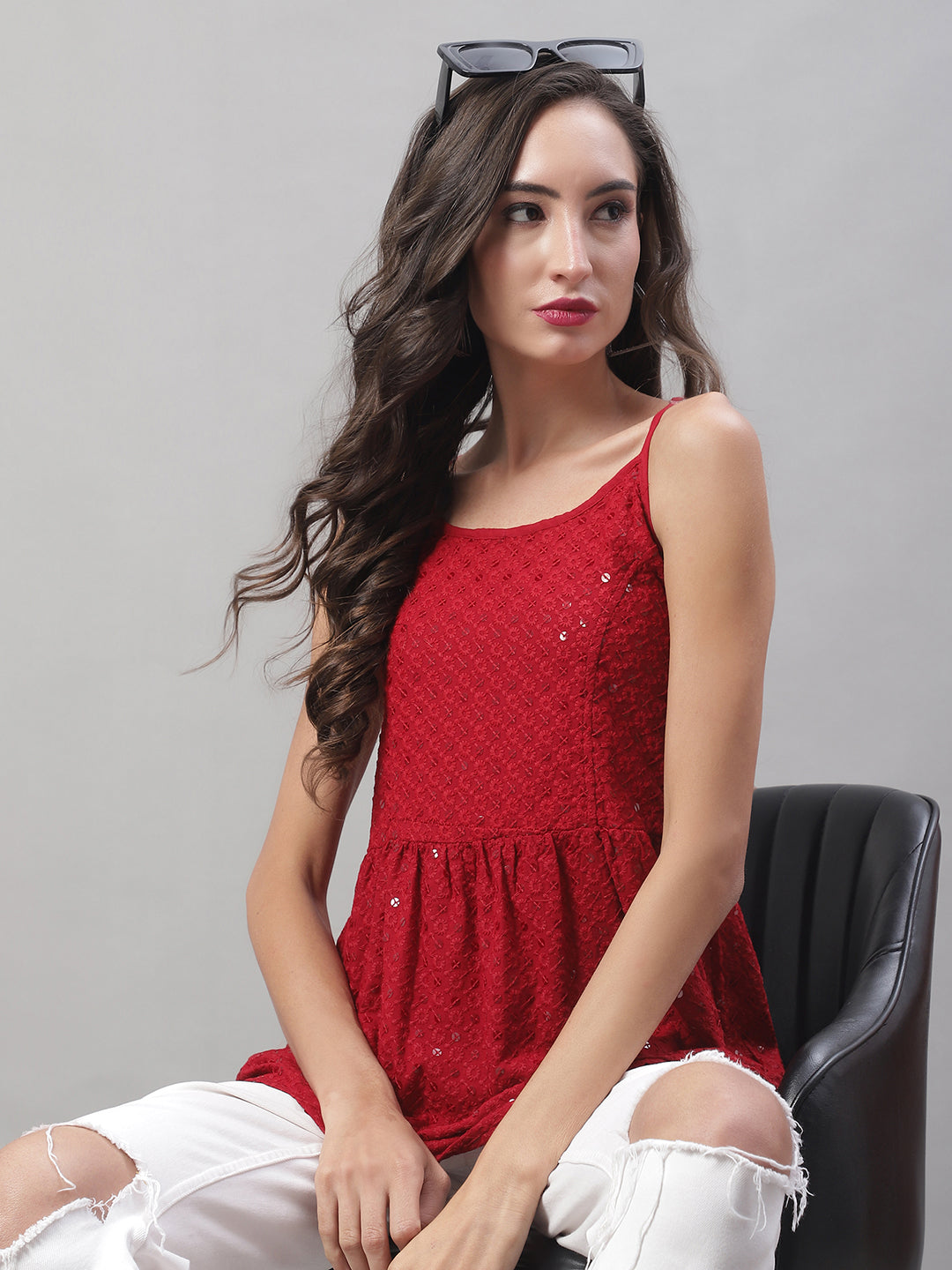 DesiQlo Women Floral Tops - Maroon